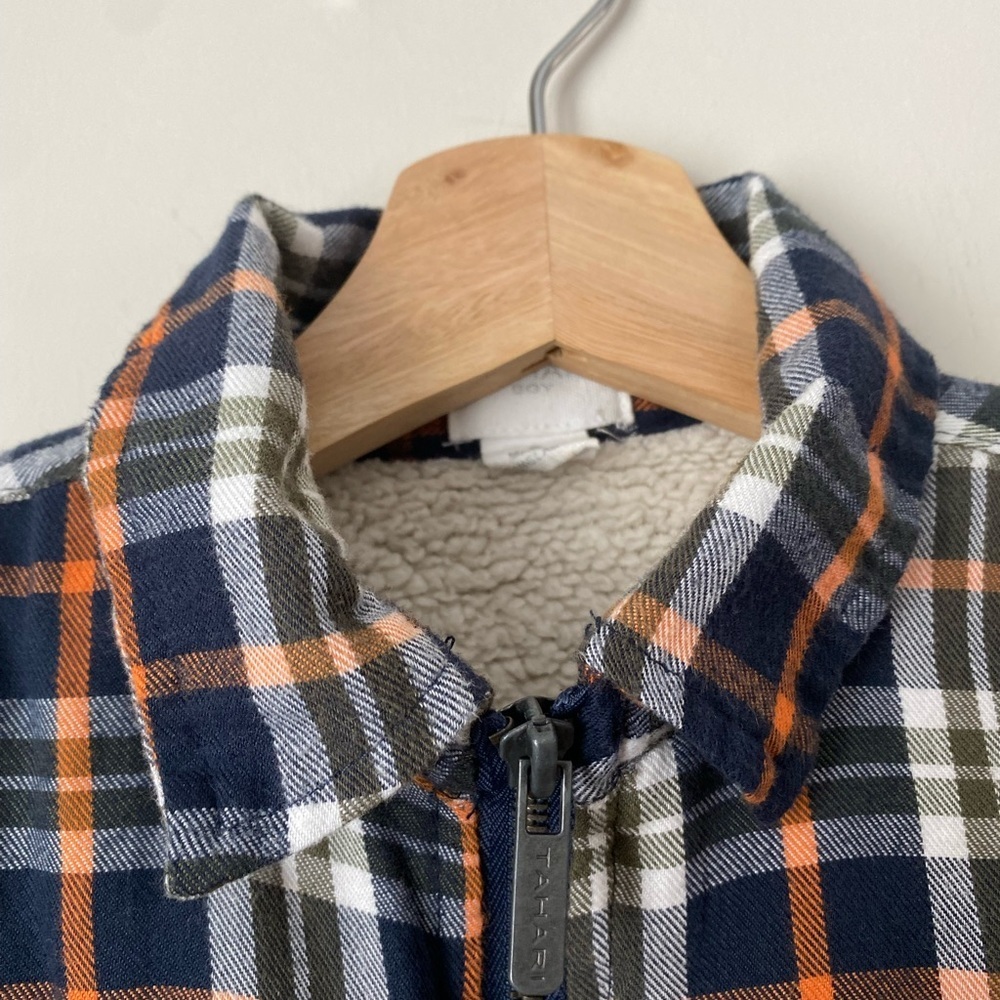 Tahari Boys Zip Up Plaid Fleece Shirt Jacket Size 6 - Picture 2 of 7